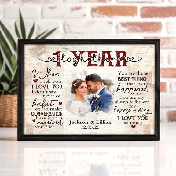 YaHaku Personalized 1 Year Anniversary Gift For Wife, For Husband, Couples 1st Year Anniversary Wall Art, Anniversary Gift For Couple