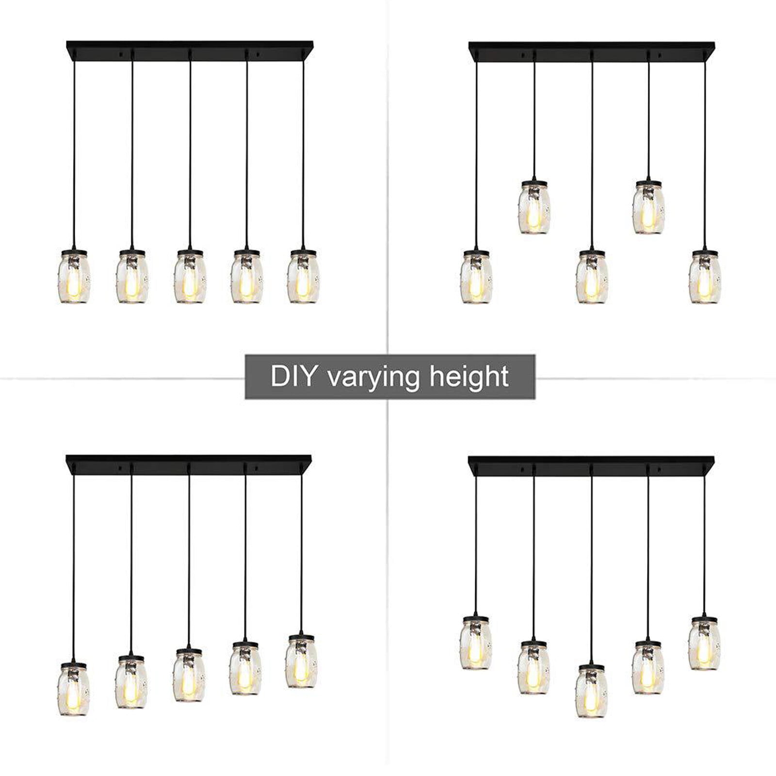 Mason Jar Chandelier Kitchen Island Lighting Metal Glass Pendant Light Fixture