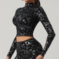 thumbnail image 4 of JDQJBZ Summer Womens Tops,Workout Tops For Women Long Sleeve Tops Solid Color Printed Slim High Stretch Yoga Running Training Spring Summer Active Shirts For Women, 4 of 5