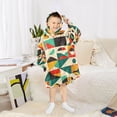 thumbnail image 6 of FORMRS Wearable Blanket Hoodie with Sleeves for Kids Cozy Flannel Sweatshirt, Beige Geometric, 6 of 7