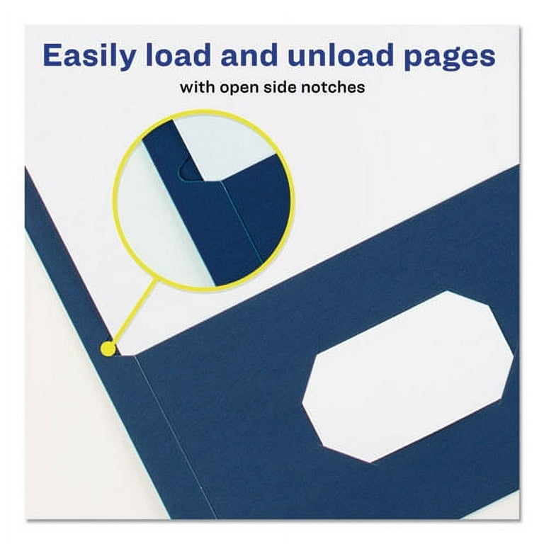 Two-Pocket Folder, 40-Sheet Capacity, 11 x 8.5, Dark Blue, 25/Box