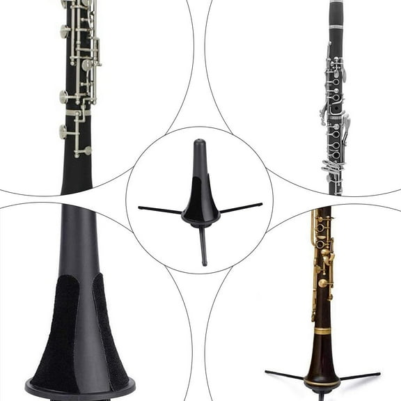 FRCOLOR Black Musical Instrument Stand for Clarinet Oboe with Folding Design and Durable Metal Construction