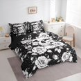 thumbnail image 2 of Homewish Halloween Goth Skull 7-Piece Twin Bedding,Victorian Romantic Flowers Bedding Comforter Set,Black White,Black Reversible, 2 of 8