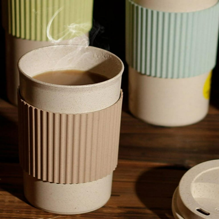 Travel Coffee Mugs with Lids Reusable Eco-friendly Wheat Fiber