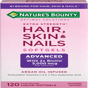 Nature's Bounty Optimal Solutions Advanced Hair, Skin and Nail Biotin & s A, C, & E Softgels, 120 Ct
