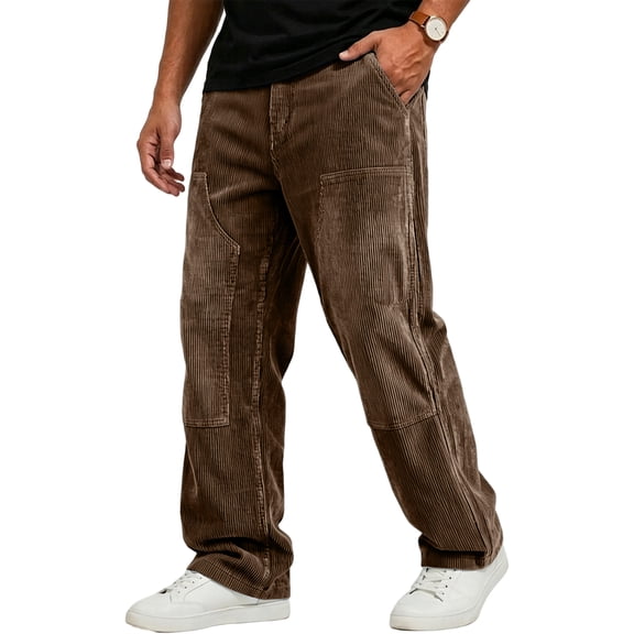 Men’s Straight Leg Sweatpants Feature Warm Lining Elastic Drawstring Waist And Side Pockets For Winter Casual Daily Wear