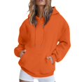 thumbnail image 3 of Women's Shoulder Hooded Sweatshirt Fleece Lined Winter Warm Pullover Solid Candy Colors Soft Polyester Fabric, 3 of 9