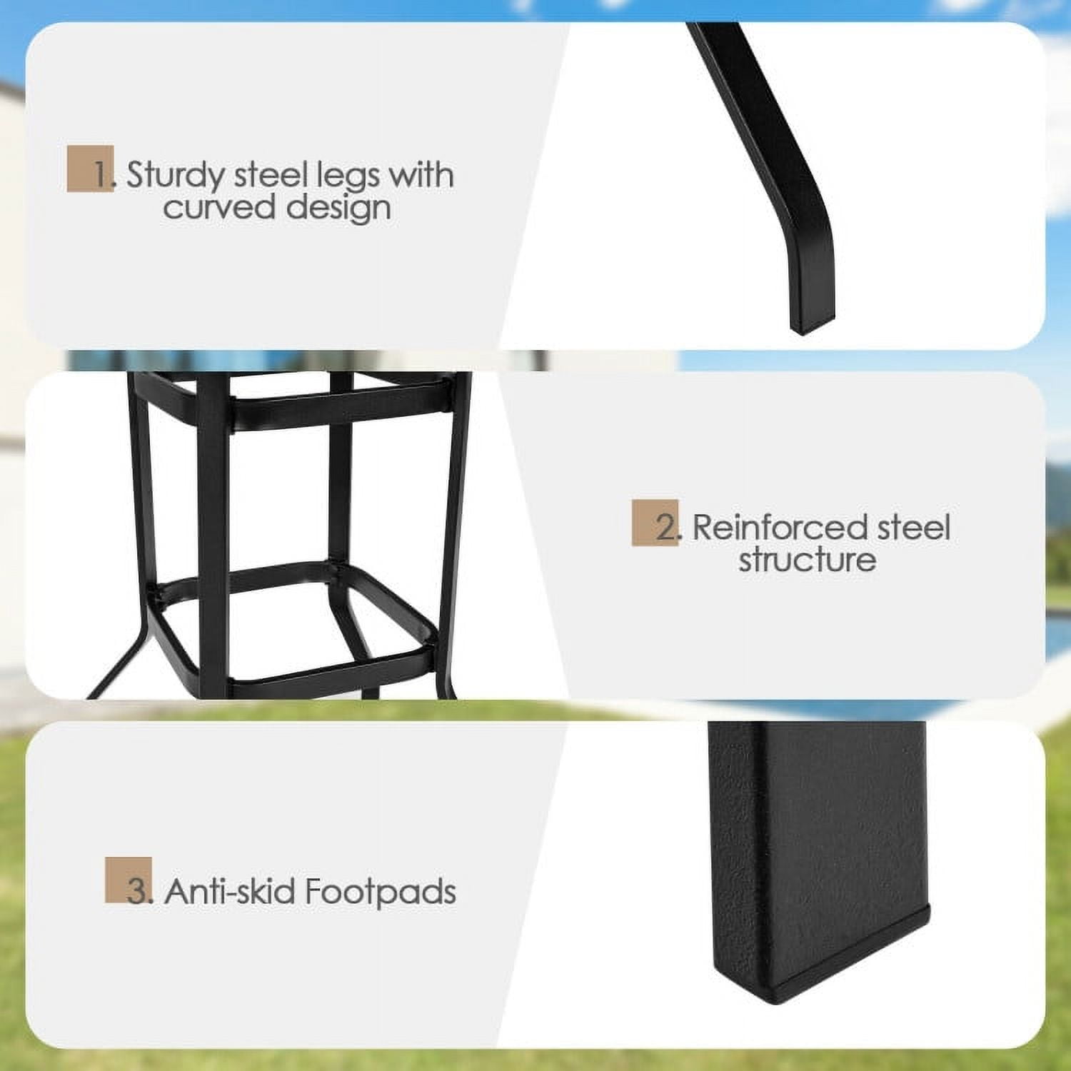 Aimee Lii 5 Pieces Outdoor Rattan Bistro Bar Stool Table Set with Cushions, Outdoor Patio Furniture