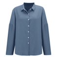 thumbnail image 4 of Daolelai Classic Pleated Textured Single Lapel Shirt for Women, 4 of 8