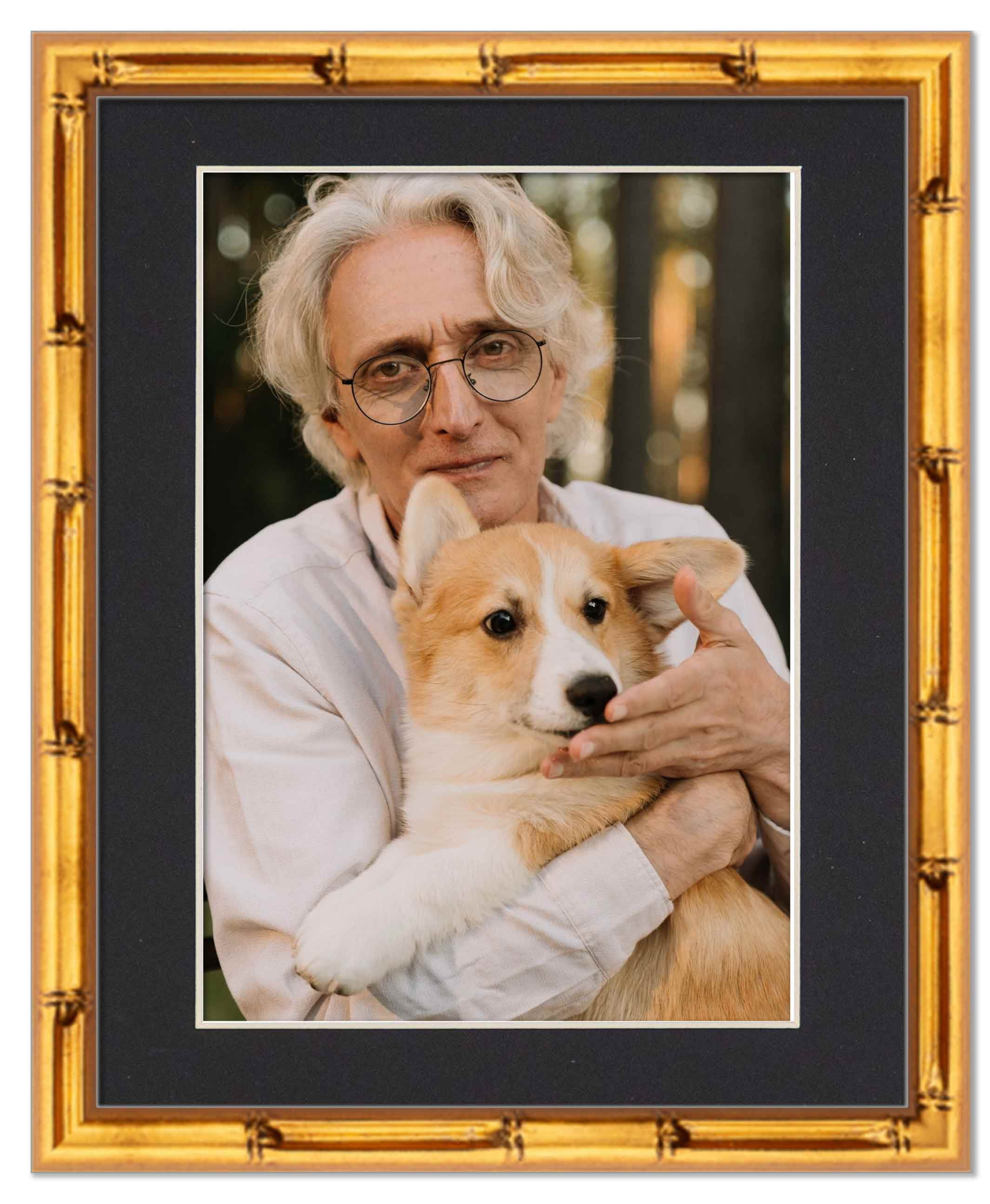 16x20 Frame Gold Bamboo With Black Picture Mat For 16x20 Photo - Gold Bamboo 18x24 Frame To Display