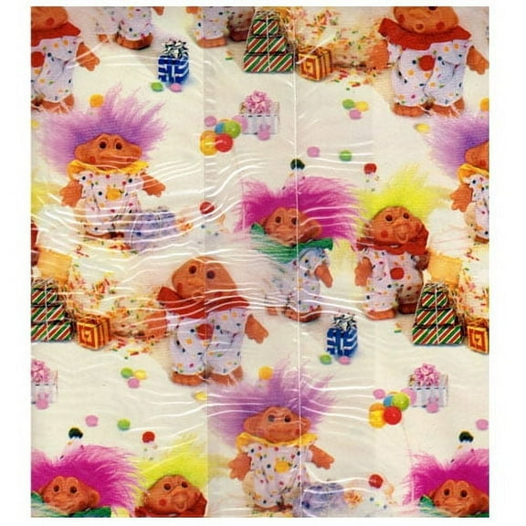 Treasure Trolls Vintage 1992 Birthday Presents Gift Wrap (2 sheets, 8.33 sq.ft)
