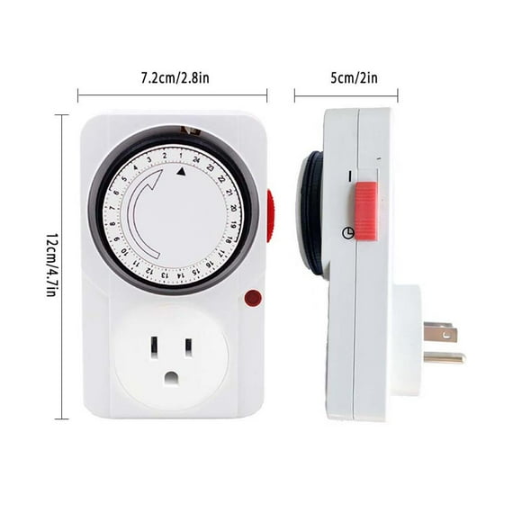 VONKY 2Pcs AC110-125V 24 Hour Plug-in Mechanical Timers with 3-Prong for Lamps Fans Christmas