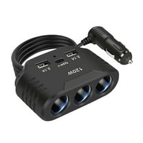 3-Way 12V 24V Multi Socket Car Cigarette Lighter Splitter USB-Charger AdapterS