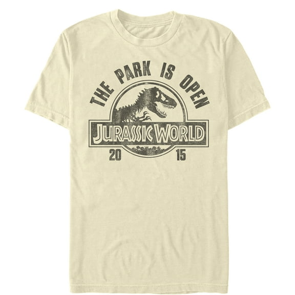 Men's Jurassic World Park Open Logo  Graphic Tee Cream Large