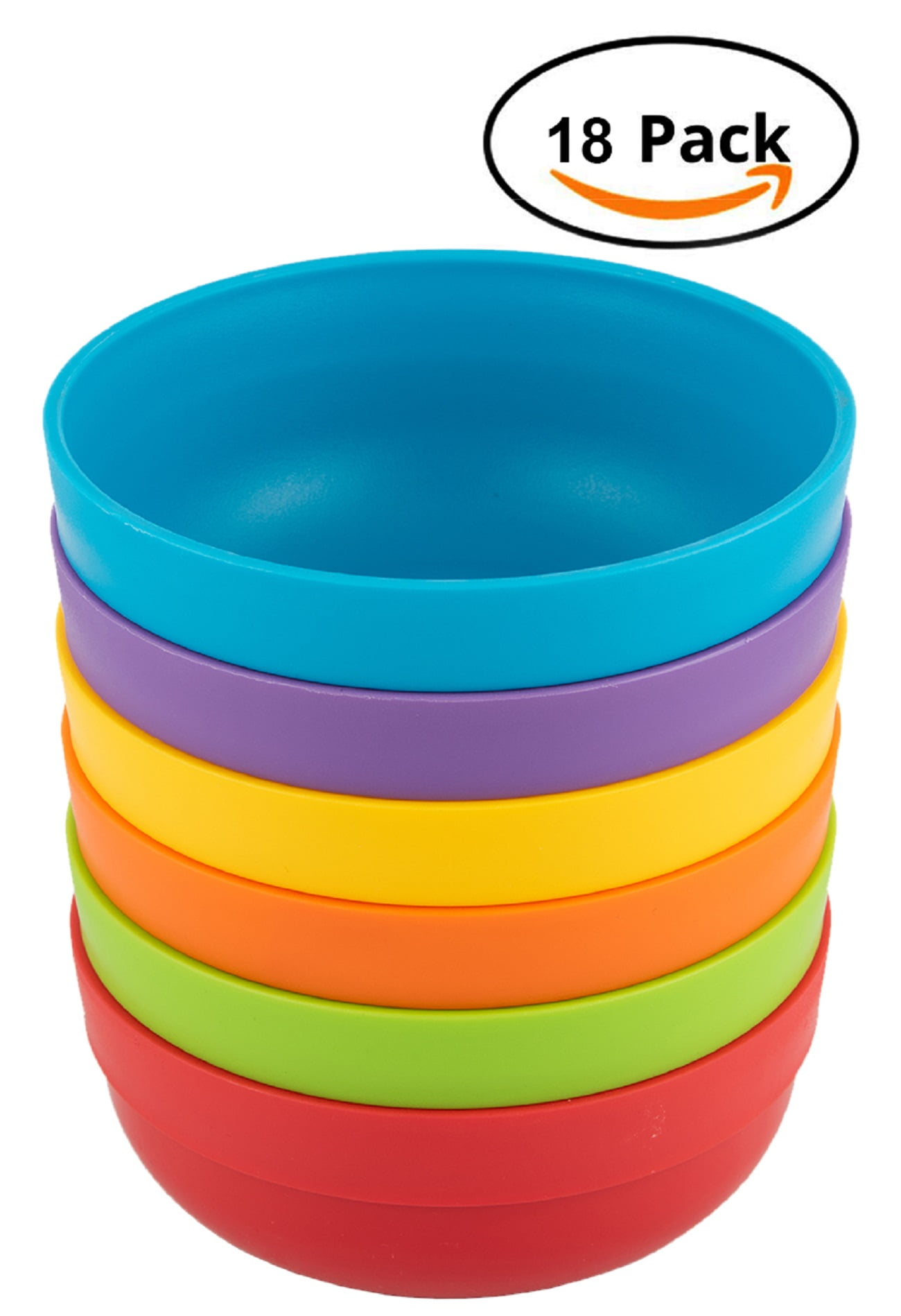 Plastic Bowls For Kids 18PieceRound Bowls MulticolorMicrowave Safe