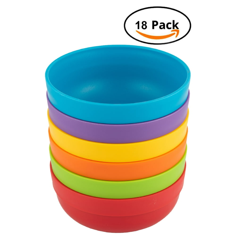 Plastic Bowls For Kids 18PieceRound Bowls MulticolorMicrowave Safe