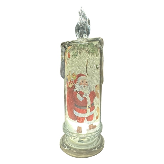 Decoración navideña, adornos navideños, vela navideña sin llama con Papá Noel, vela LED a pilas, vela navideña para regalo, luz nocturna decorativa navideña
