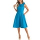 thumbnail image 2 of Vestido de cóctel elegante Inspire Chic para mujer, vestido midi formal sin mangas con vuelo, talla XS, azul lago, 2 of 5