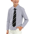thumbnail image 1 of Odeerbi Camisa de Vestido Para Niños Con Corbata A Rayas Camisas de Uniforme Escolar de Manga Larga, 1 of 9