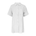 thumbnail image 4 of perfectbot Womens Cotton Linen Blend Shirt Dress - Plus Size 1X-5X Summer Short Sleeve Button Down Pocket Relaxed Fit, 4 of 5