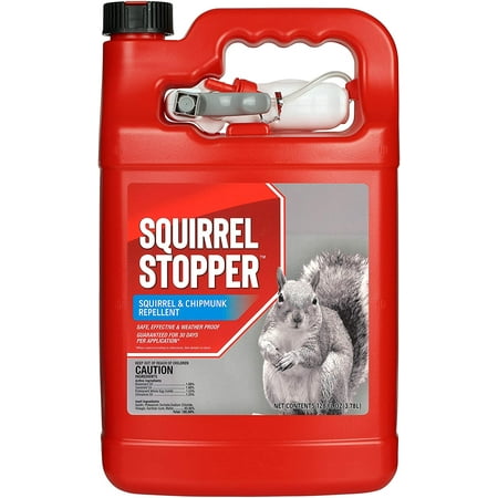 UPC: 0813935004124 | Squirrel Stopper Repellent – Safe & Effective  All Natural Food Grade Ingredients; Repels Squirrels and Chipmunks; Ready to Use  1 Gallon Liquid Refill Bottle