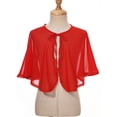 thumbnail image 2 of Sinleey Girls Kids Wedding Party Dress Cover Up Open Front Summer Blouse Bolero Shrug Tops Chiffon Red M, 2 of 6