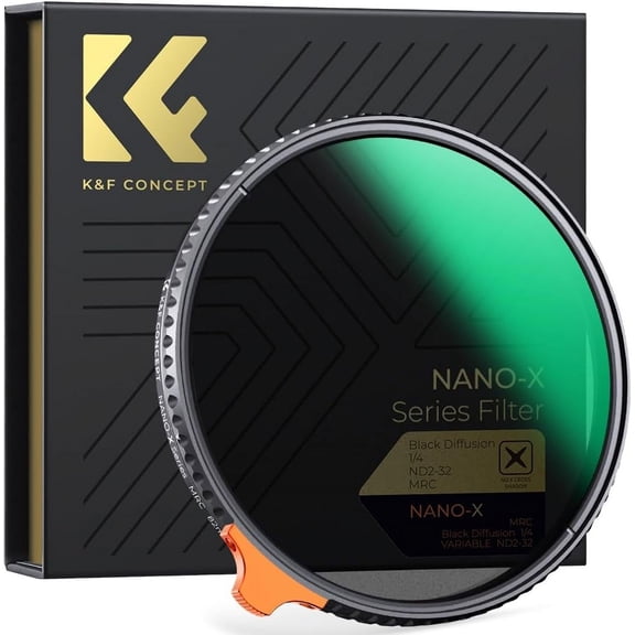 K&F CONCEPT 52mm Variable ND2-ND32 ND Filter & Black Diffusion 1/4 Effect 2 in 1 Camera Lens Filter, 28 Multi-Layer Coatings HD/Hydrophobic/No X Cross