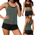 thumbnail image 2 of Hurxie 3 Piece Tankini Swimsuits for Women Swim Tank Top with Bra and High Waist Boy Shorts with Pockets Army Green,M, 2 of 6