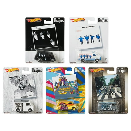 Hot Wheels 2019 Pop Culture The Beatles Series Premium Adult Collectible Set of 5, 1/64 Scale Diecast Model Cars