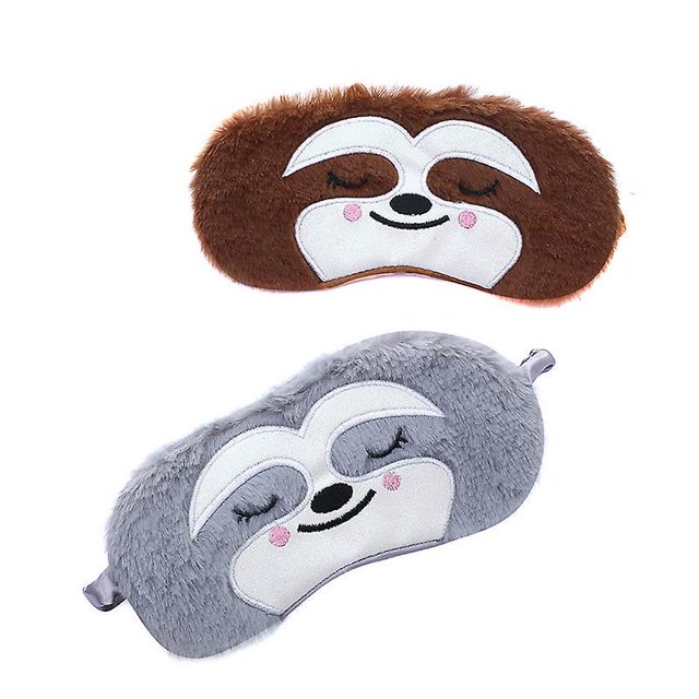 Paquete de 2 lindas máscaras para dormir de animales para niñas, lindos dibujos animados Bradypod, suave felpa con los ojos vendados, máscaras para dormir, cubierta para los ojos para mujere