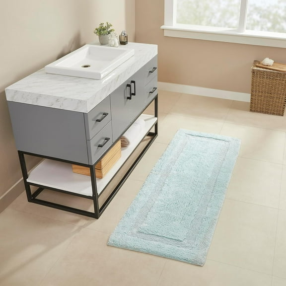 Chesapeake Olympia Misty Blue Bath Runner (24" x60")