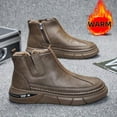 thumbnail image 4 of Men'S Fleece-Lined Warm Work Boots, Winter Trendy Chelsea Ankle Boots with Side Zipper, Outdoor Sports Cold-Resistant Fleece-Lined Shoes, Stylish Versatile Work Boots, 4 of 8