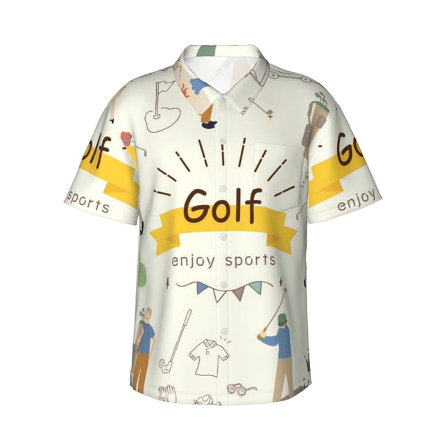 Balery Golf Icons And Golfer Camisas hawaianas de manga corta para hombre, camisas playeras de corte holgado, camisas de vacaciones con botones,X-Large