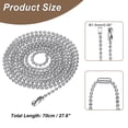 thumbnail image 2 of Uxcell Stainless Steel Ball Chain 1.5mm 27.6" Length 316L Round Bead Necklace Dog Tag Pull Chains with Connectors Clasps for Men Women Jewelry Making Bracelets Keychain, Silver, 2 of 7