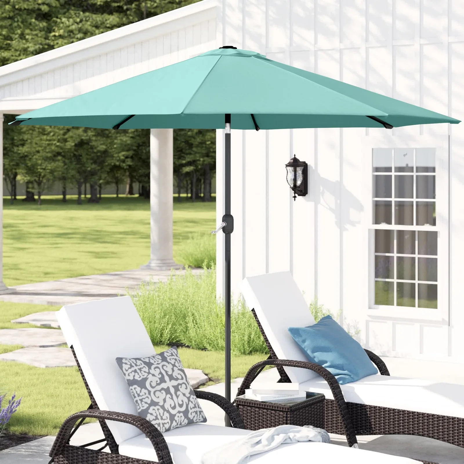 VonHaus Wooden Garden Parasol 2m Hunter Green UV30+ Rated outdoor space Classic Outdoor Umbrella for patio garden