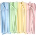 thumbnail image 1 of 500 Pack Flexible Disposable Plastic Drinking Straws - 9.4" High - Assorted Colors Striped, 1 of 5