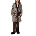 thumbnail image 2 of Roncen Fuzzy Fleece Robe Striped Plush Kimono Warm Thick Fluffy Oversized V Neck Bathrobe, 2 of 7