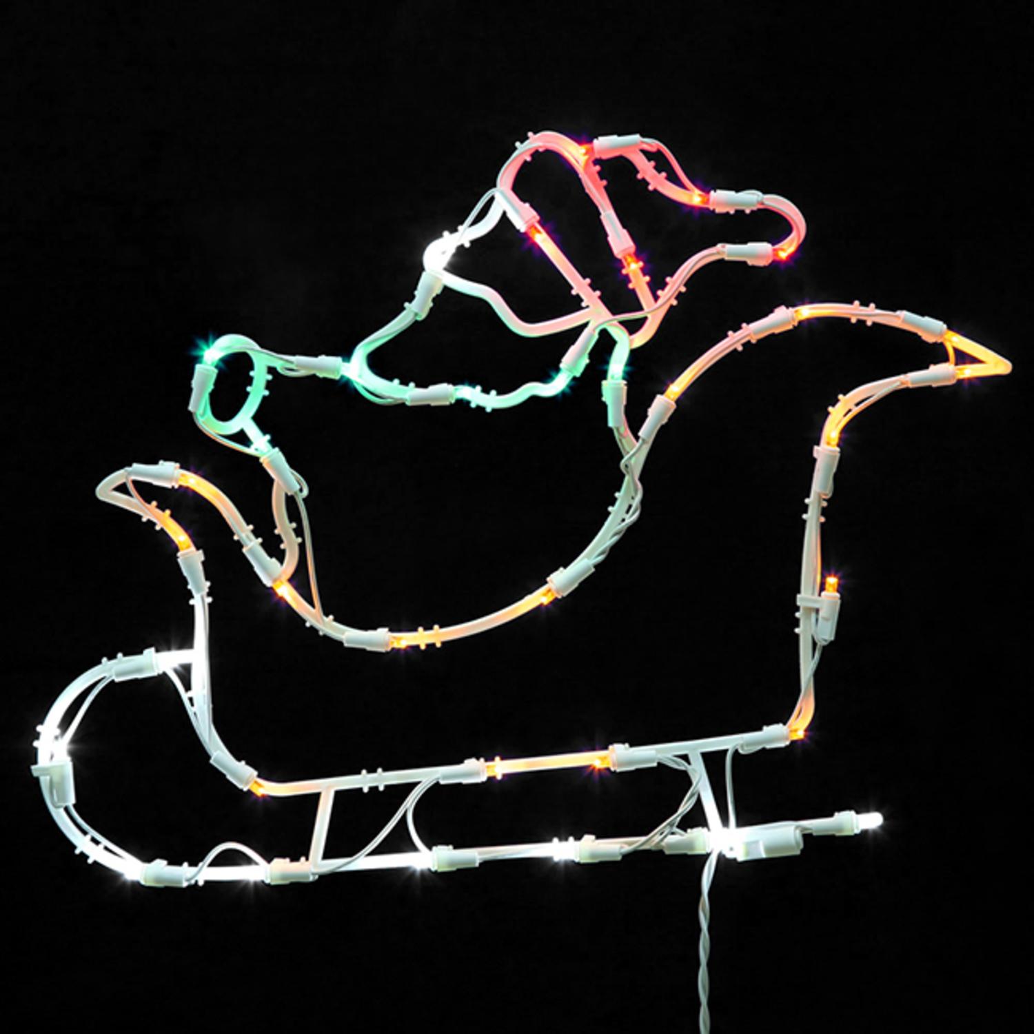 Light Up INDOOR Christmas Window Silhouette Santa in Sleigh