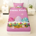 thumbnail image 3 of Erosebridal Happy Easter Eggs Kid Twin Sheet Sets, Spring Flower Bedding, Pink, 3pcs, 3 of 5