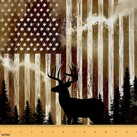 jejeloiu Jungle Animal Deer Fabric by the Yard 1 Yard,Vintage American Flag Home Decor Fabric by the Yard,Gold Sequin Print Sewing Fabric For Teens,Luxury Bedroom Decor