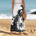 thumbnail image 5 of Womens Hawaiian Print Palazzo Pants Elastic High Waisted Ties Ruffle Hem Wide Leg Beach Pants with Pockets White M, 5 of 5