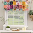 thumbnail image 2 of Spring Floral Curtain Valances for Windows, Kitchen Valance Window Treatments Panel 2 Pack, Vintage Plaid Summer Botanical Colorful Rod Pocket Short Curtains for Bathroom Bedroom 42 x 18 Inch, 2 of 8