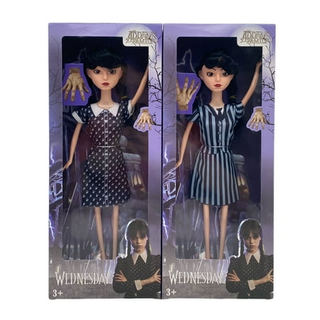 2 Boxes Wednesday Adams Action Figures Toy Set, 11.5 inch Dolls, Wine Lip, Short Sleeve Skirt,All Joint Mobility,Birthday Gifts for Kids Girls Fans