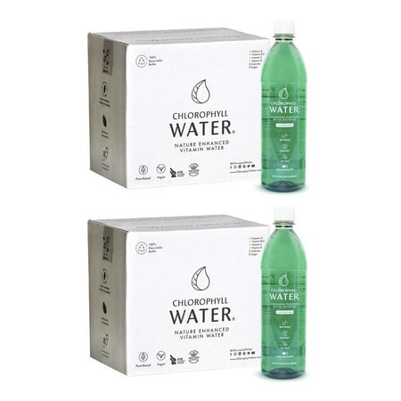 Chlorophyll Water® (2 Cases/24 Bottles) Purified Mountain Spring Water with Essential Vitamins