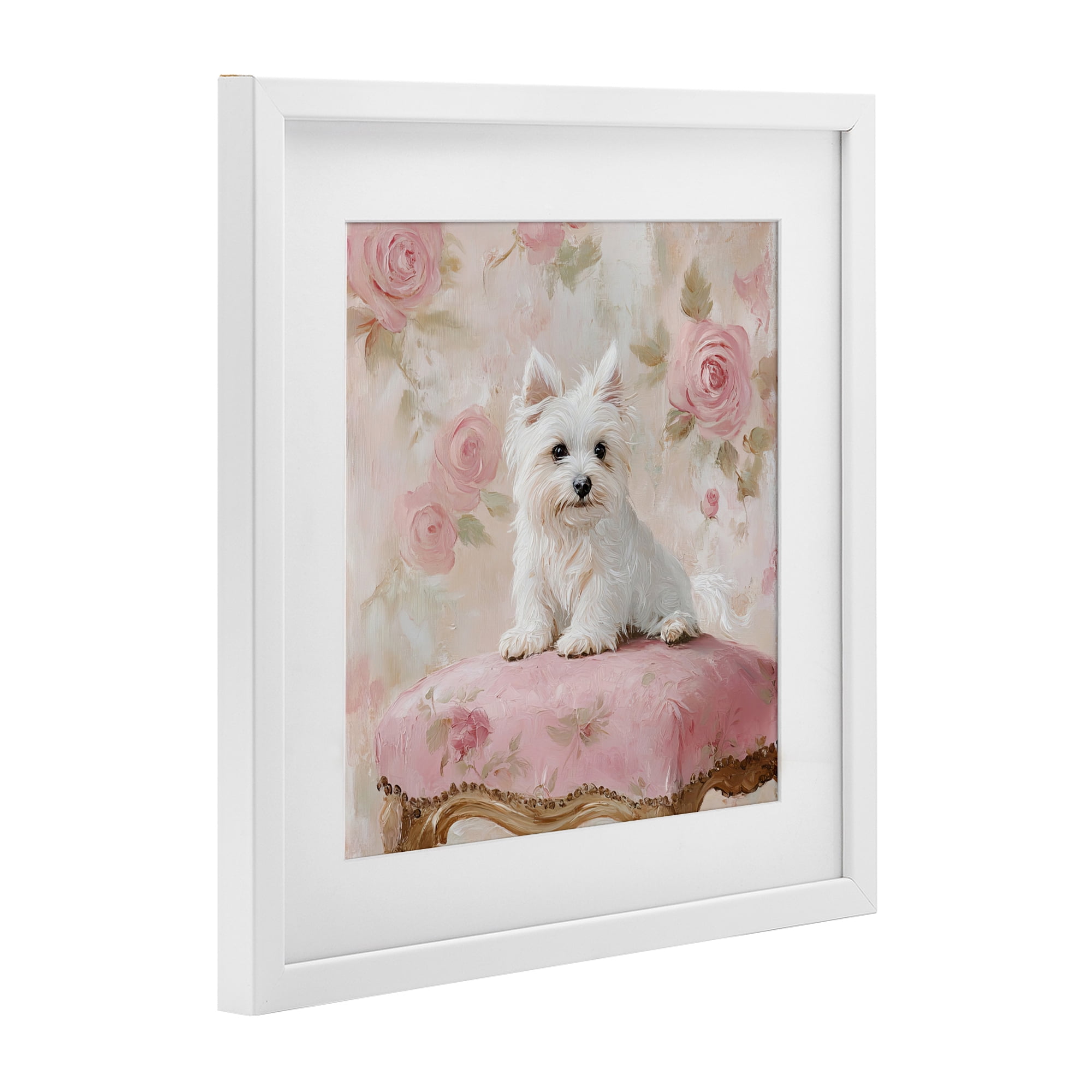 Stupell Industries Fancy Francesca Puppy White Framed Print Under Glass, design by Tina LeCour