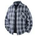 thumbnail image 2 of Lenpel Men's Oversized Shirts Plaid Long Sleeve Collared Button down Shirts Casual Loose Work Tops with Pocket Fall Clothes(Navy,XX-Large), 2 of 5