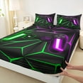 thumbnail image 3 of Feelyou 3D Game Controller Twin Sheet Sets, Gamepad Game Console Twin Fitted Sheet, Green Fuchsia Honeycomnb Abstract Flat Sheet, Ultra Soft Bedroom Decor, 3-Piece, 3 of 7