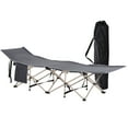 thumbnail image 2 of Outsunny Folding Camping Cot, Outdoor Portable Camping Sleeping Bed, Gray, 2 of 9