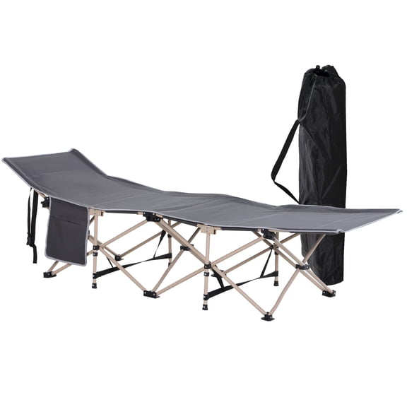 Outsunny Folding Camping Cot, Portable Sleeping Bed for Travel, Grey