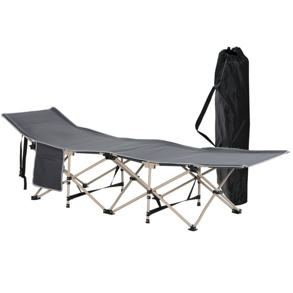 Outsunny Folding Camping Cot, Portable Sleeping Bed for Travel, Grey